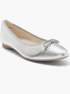 Paul Green Rylan Ballet Flat US size 8.5 Aluminum Metallic Nappa